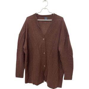 Massimo Dutti STUDIO Womens Sweater Size M Brown Cardigan Knit Vneck oversized